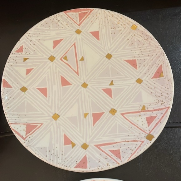 New Anthropologie Night Sky Pink & Gold Star Dessert Plate Set AnthroLiving - Picture 3 of 9